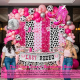 Cowgirl Last Rodeo Bachelorette Party Hot Pink Silver Balloon Arch Disco Boots Banner