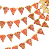4 Pieces Pizza Photo Banner Pizza Pennant Pizza Party Theme Decoration