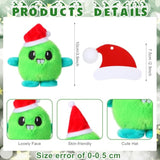 20 Packs Christmas Monster Plush Toys Set -Green Cute Stuffed Animal With Santa Hat, Small Plush Doll Gift Bags For Kids Stocking Stuffer Party Favor Classroom Exchange