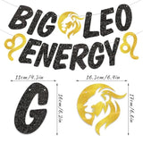 Big Leo Energy Birthday Banner, July/August Birthday Party Décor, 12 Constellation Zodiac Leo Bhday Party Decorations, Astrology Bhday Party Supplies?Black Gold?