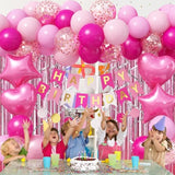 50pcs Pink Balloon Garland Kit with Banner, Foil Balloons & Party Decor