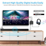 HDMI ARC Audio Extractor 192KHz Just Work for HDTV ARC to Optical/RCA Audio Converter RCA to 3.5MM AUX+Toslink Output Suitable for Soundbar Speaker