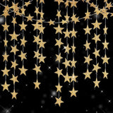 Glitter Gold Star Garland Decorations Hanging Garands Banner Backdrop, 2.7 Inch Star Party Decoration For Birthday Baby Shower Wedding Kids Room Ramadan Eid Graduation Decor (52 Feet)