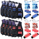 12 Sets Kids Tactical Vest Compatible With Nerf Party Favor Accessories, Face Mask Wrist Ammo Holder Toy Gift Supplies Boys (Orange And Blue)