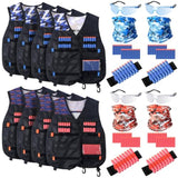 12 Sets Kids Tactical Vest Compatible With Nerf Party Favor Accessories, Face Mask Wrist Ammo Holder Toy Gift Supplies Boys (Orange And Blue)