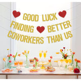 Good Luck Finding Better Coworkers Than Us Gold Red Banner - 4" X 3" - Farewell Occasion - Going Away, Job Change, Leaving Party - Glittery, Rectangular, Wall Mount