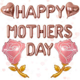 Happy Mothers Day Balloons Banner with Heart, Rose Balloons, Gifts for Mom