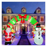 12 Ft Lighted Christmas Inflatable Archway, Inflatable Santa Claus And Snowman Arch Indoor And Outdoor Holiday Decoratio
