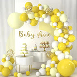 102pcs Yellow Balloon Garland Kit with White & Gold Confetti for Party Decor