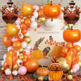 Thanksgiving Foil Balloon Set: Turkey, Pumpkin, Maple Leaf - 9 Piece