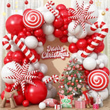 Christmas Balloon Arch Garland Kit, Red White Xmas Holiday Party Decoration