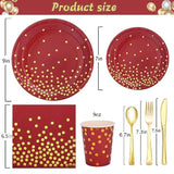 175 PCS Burgundy & Gold Party Supplies - Plates & Napkins for 25 Guests