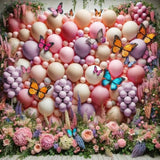 Pink Purple Balloon Arch Garland Kit For Butterfly Birthday Decorations, 167 Pcs Pastel Dusty Pink Lavender Blush Balloons With Butterfly Stickers For Baby Shower Baby In Bloom Wedding Spring Supplies