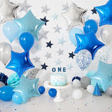 10pcs Blue & Silver Star Foil Balloons β 18" Helium Balloons for Birthday and Party Decor
