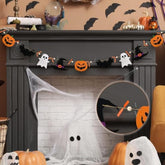 Halloween Garland: Felt Pumpkin, Ghost, Bat & Witch Decor
