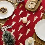 Christmas Tree Red Dutch Fleece Table Runner, Glitter Metallic Foil Holiday Kitchen Dining Table Decoration For Home Party Decor 13X72 Inch