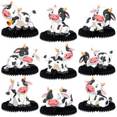9 Pcs Cow Honeycomb Centerpieces Farm Animal Table Decorations for Parties