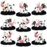 9 Pcs Cow Honeycomb Centerpieces Farm Animal Table Decorations for Parties
