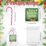 24 Packs Religious Christmas Plastic Peppermint Candy Cane With Jesus Is The Reason For The Season Card Organza Bag Gift Set For Church Gatherings Holiday Events Community Supply