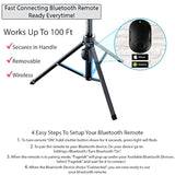 51" Professional Selfie Stick Tripod, 100% All Aluminum Stick & Legs, Lightweight, Detachable Bluetooth Remote, Portable All In One, Compatible With Iphone & Android, Non Skid Feet, Black