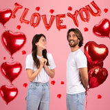 I Love You Balloons And Heart Balloons Kit With Rose Petals, Romantic Love Valentines Day Decorations Bridal Shower Wedding Party Decorations