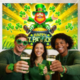St. Patrick'S Day Banner Happy St. Patrick'S Day Decorations Leprechaun Shamrock Gold Coin For Irish Holiday Party Wall Decor Holiday Photo Background Indoor Outdoor 71X43 Inch