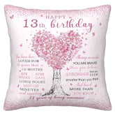 13 Year Old Girl Gifts Pillow Cover 18X18 Inch - 13Th Birthday Decorations/Gifts For Girls Pillowcase - Best Presents For 13 Year Old Girl Pillow Cover