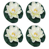 4 Pcs Artificial Floating Foam Lotus Flower With Water Lilys Pad Ornanments,Lifelikes Fake Lotus Flowers For Patio Pond Pool Fish Tank Aquarium Home Garden Special Decoration Outdoor Décor