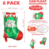 6pcs Merry Christmas Stocking Balloons Red Green White Holiday Party Decor