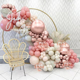 Retro Pink White Balloons, 12 Inchs Blush Pink Sand White Metallic Rose Gold Balloons For Girls Princess Birthday Party Wedding Anniversary Engagement Bridal Baby Shower Decorations