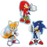 3-pack Sonic & friends foil balloons: Sonic 29", Tails 33", Knuckles 26"