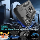 Case For Iphone 16 Plus With Slide Camera Cover+Screen Protector (1 Pack), Rotated Ring Kickstand Military Grade Shockproof Protective Cover-Black