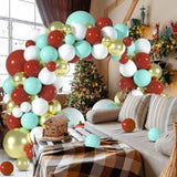 Red, Green & Gold Christmas Balloon Arch Kit Multi-Size Metallic & Confetti Decor