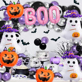Pink BOO Ghost Pumpkin Foil Balloons Halloween Party Decorations (Purple Theme)