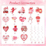 36 Pcs Valentine'S Day Hanging Swirl Decorations Set,Happy Valentines Day Party Hanging Love Heart Foil Ceiling Swirl Decorations For Wedding Anniversary Bridal Shower Decorations