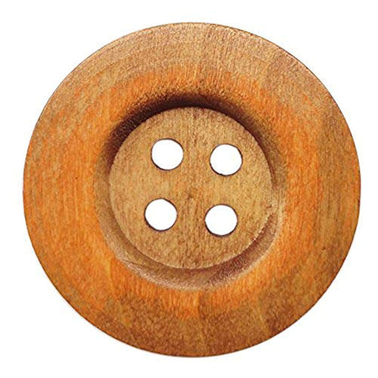 20Pcs Big Size 50Mm 2" Light Brown Round Wood Buttons 4 Holes Craft Se