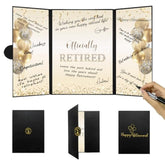 Black Gold Retirement Party Decorations, Officially Retired Alternative Signature Guest Book For Men Women Happy Retirement Gifts Signing Card Board For Retirement Farewell Party Supplies