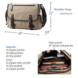 Vintage Canvas Messenger Large Book Laptop Shoulder School Bag for Women & Men