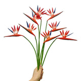 Medium Bird Of Paradise 23 Inch Permanent Flower Stem,Real Touch Flowers Soft Rubber Pu Artificial Plants For Home Office - 8 Pcs (Orange)