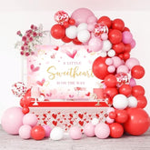 Valentine'S Day Baby Shower Decorations, Pink Sweetheart Balloons Garland Arch Kit, Valentines Love Baby Shower Party Supplies 174Pcs With Baby Girl Shower Backdrop And Heart Table Cloth