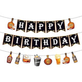 Whiskey Happy Birthday Banner, Party Sign For Men Aged To Perfection, Cheers And Beers Decorations, Adults Bday Theme Supplies