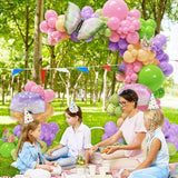 Fairy Princess Balloon Arch, 144Pcs Purple Green Pink Latex Balloons With Mushroom And Buttefly Foil Balloon For Fairytale Girls Birthday Spring Tea Party Decoration