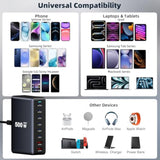 500W Fast Charging 8 Port Usb C Charger Block With Nylon Fast Charging Cable, Multi-Device Charging Station Wall Desktop Charger With Gan ? Technology, Usb-C Charger Adapter For Macbook/Ipad/Iphone 16