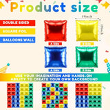 36 Pcs Brothers Birthday Decorations Balloons Brick Square Foil Balloons Wall Backdrop Arch Kit Double Sided Metallic For Cartoon Video Game Party Supplies(Red Green Blue Yellow)
