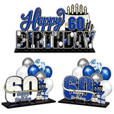 Happy 60Th Birthday Blue Acrylic Table Topper Centerpieces Set - Cheers To Sixty Years Old Birthday 60Th Bday Party Gift Decorations.
