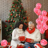 50Pcs 12Inch Marble Latex Balloons, Red White Rainbow Marble Balloons