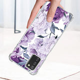 TPU Soft Rubber Four Corners Reinforced Anti-Fall Mobile Phone Case Cover for Samsung Galaxy A03S/Galaxy A02S, Purple Flower