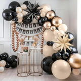 109pcs Black Gold Balloon Arch Kit with Star Foil Balloons for Party Decorations