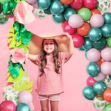 Hawaiian Luau Party Decorations, Tropical Party Balloons, 68Pcs Pink Green Rose Gold Palm Leaves Balloons For Summer Aloha Moana Flamingo Birthday Baby Shower Party Supplies, 12 Inch