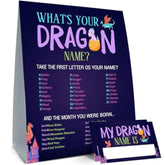 Dragon Birthday Party Decorations-Birthday Party Games,Dragon Theme Birthday Party Sign,Baby Shower Decorations,Birthday Party Game,Baby Shower Games,What'S Your Dragon Name